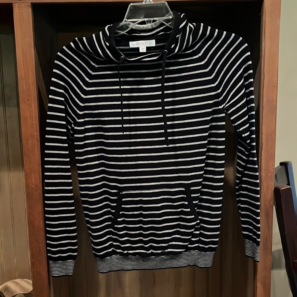 NWOT small cowl neck sweater in black and grey